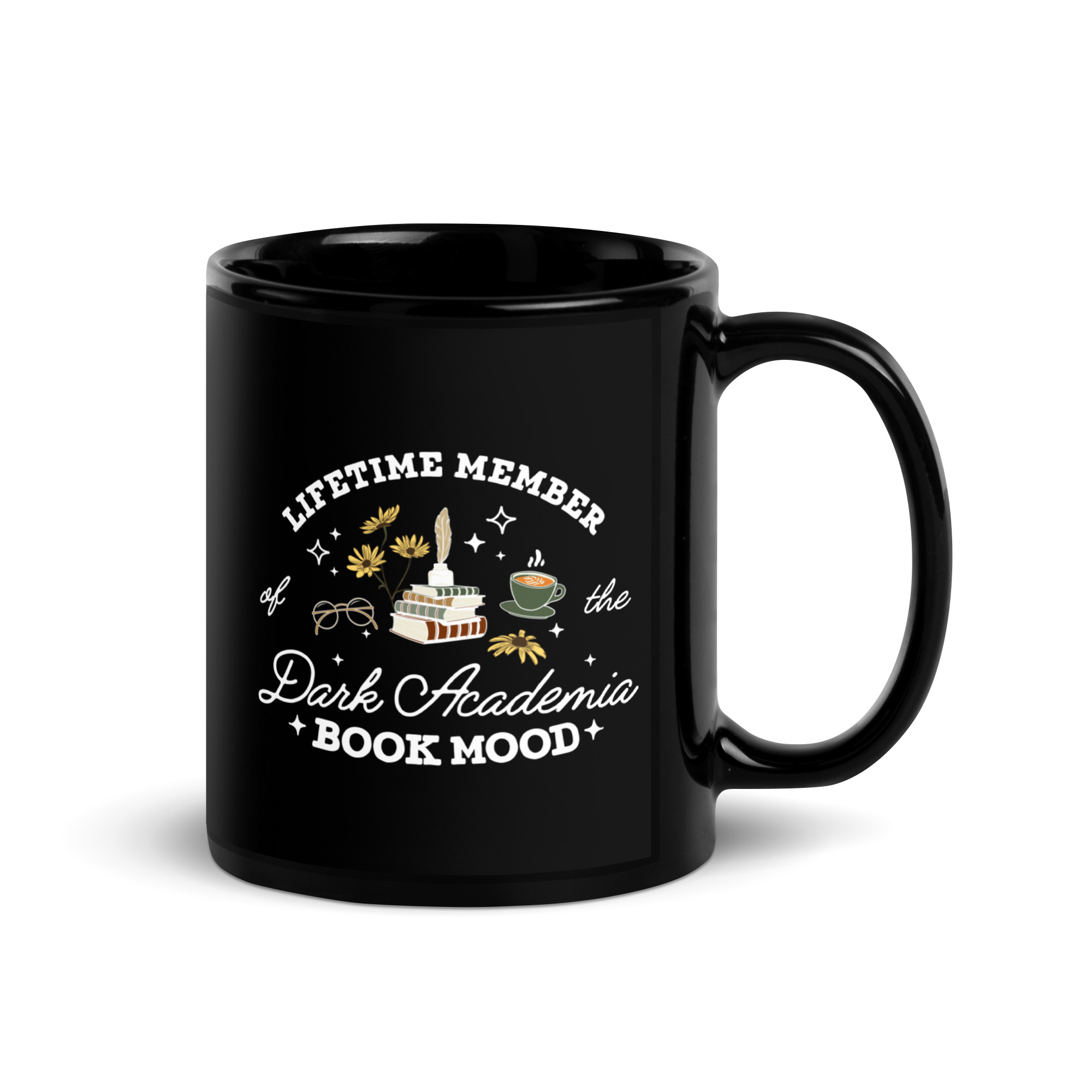 Taza negra brillante Lifetime Member of the Dark Academia